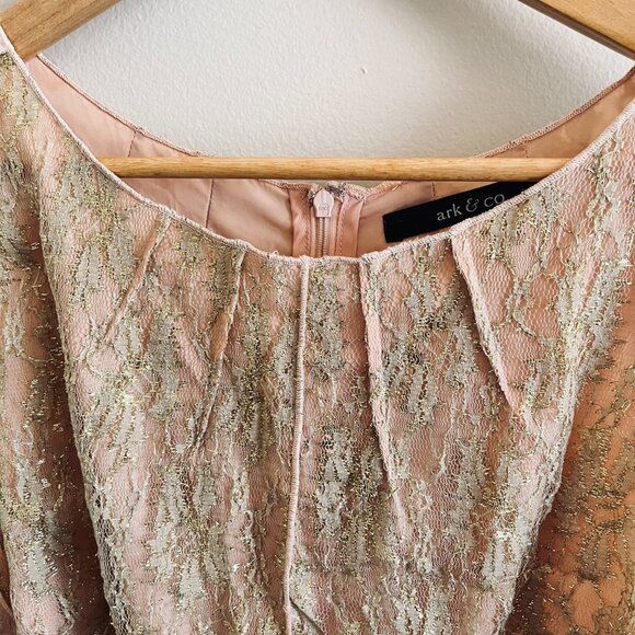 Pink Shift Dress with Gold Lace - Picture 3 of 3